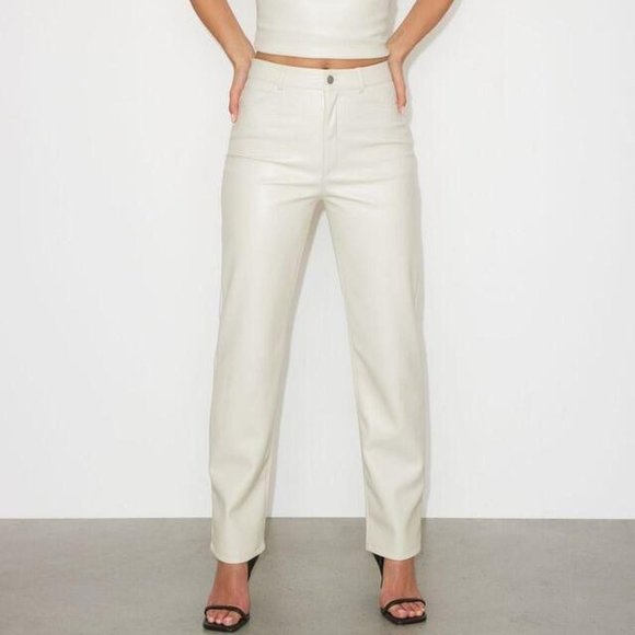 Dynamite Gisele Rainy Day Beige faux leather pants US 2 (DOWN TO TRADE for US 4) - Picture 4 of 8